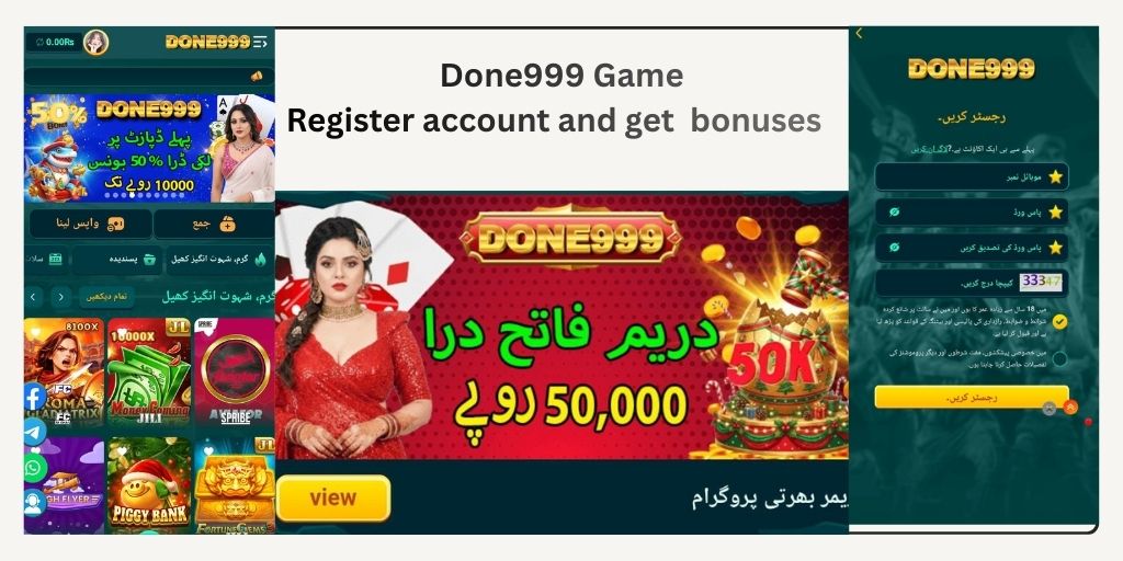 Done999 Game Register account and get bonuses 2